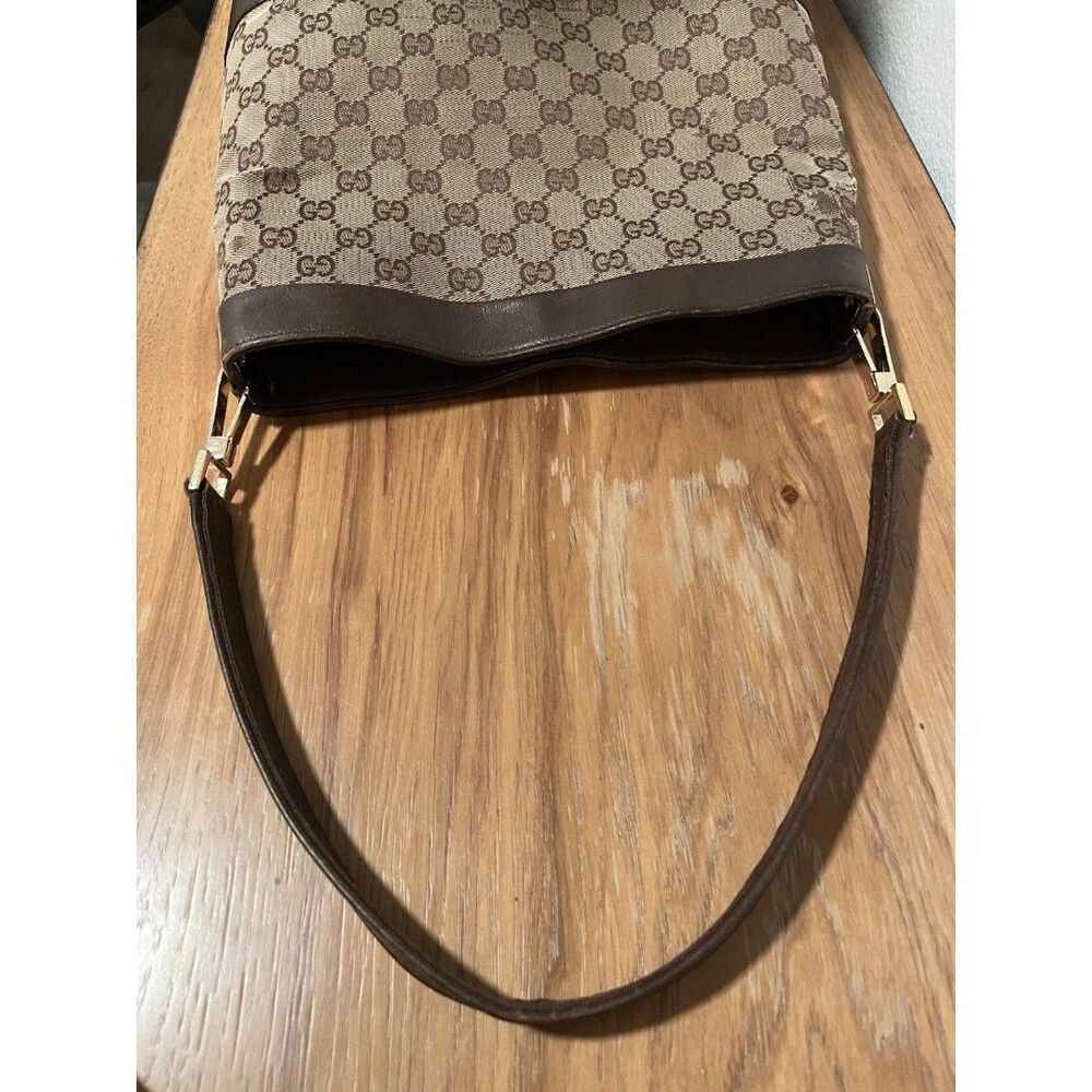 Auth Gucci Jackie GG Canvas Leather Beige Dark Brown One Shoulder Bag - Picture 5 of 10